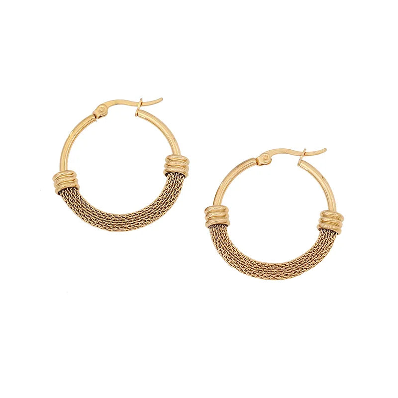 304 Stainless Steel Circular Earrings