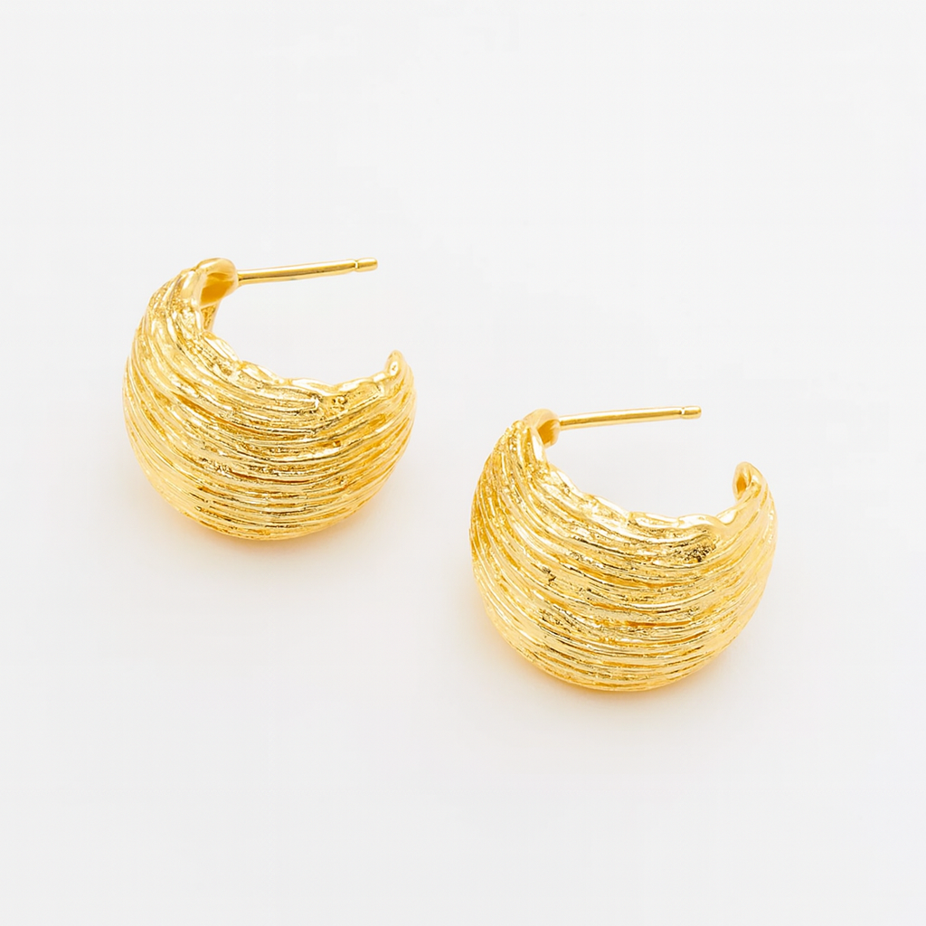 Chunky Textured Gold Hoop Earrings
