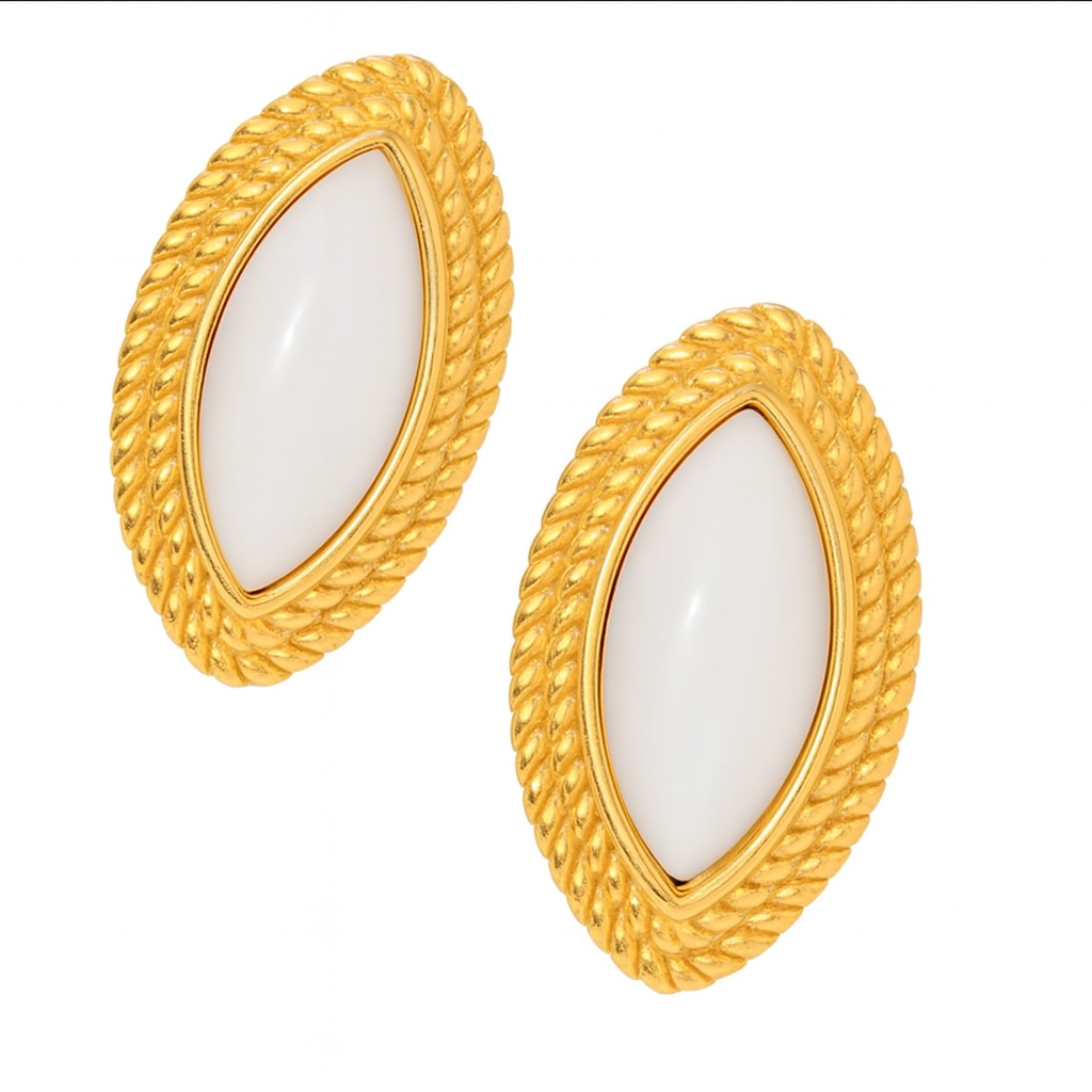 Plated Agate Stud Earrings
