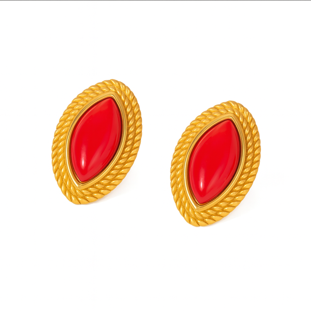 Plated Agate Stud Earrings
