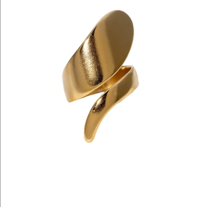 Timeless Glow 18K Gold Retro-Modern Open Ring