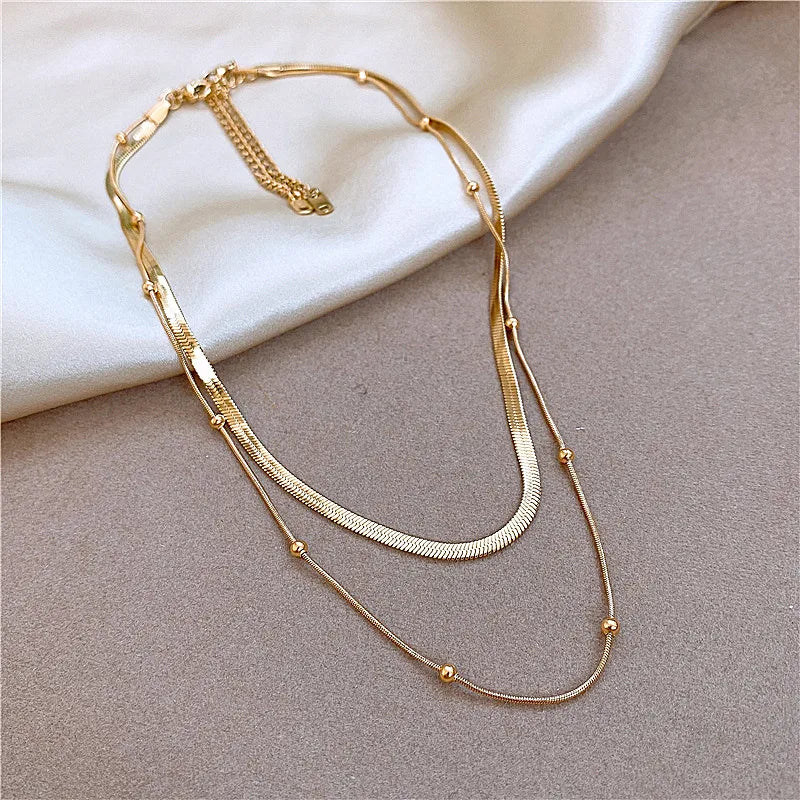 Modern U-Glow 18K Gold Layered Necklace