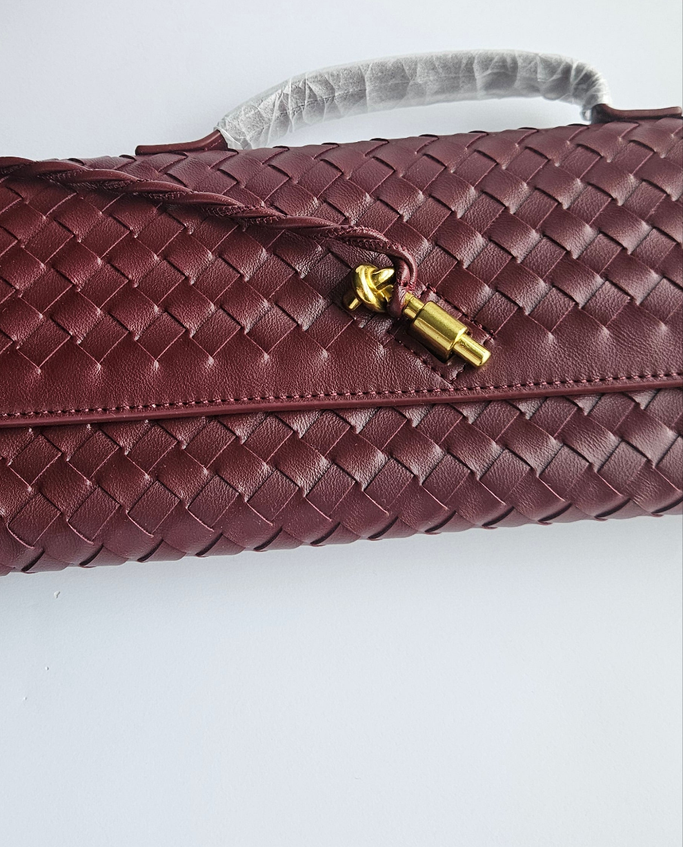 Burgundy Structured PU Leather Clutch
