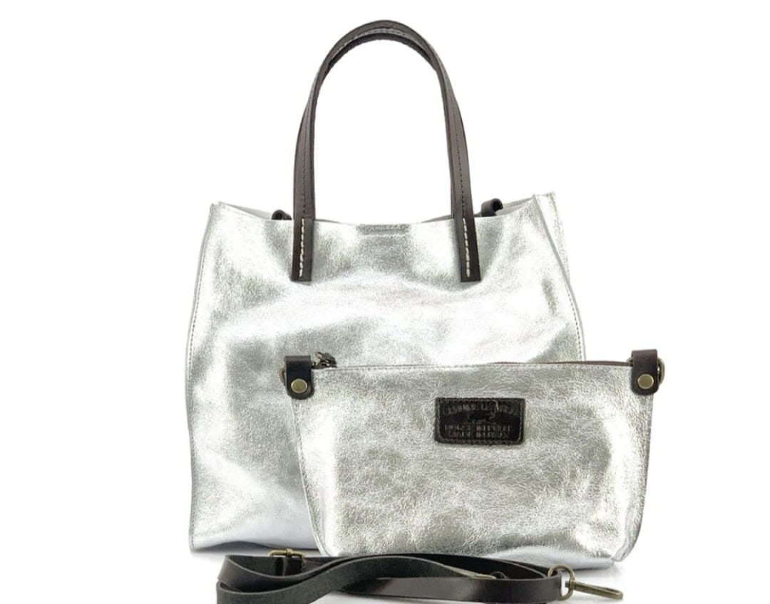 Flori Metallic Italian Leather Bag