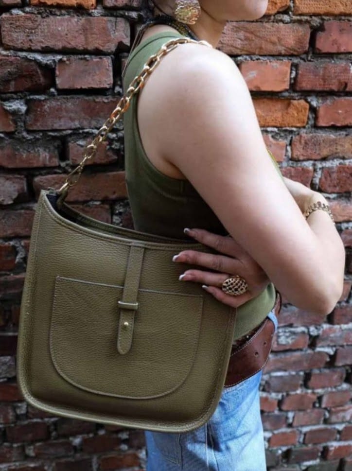 Dark Green Cloe Leather Bag