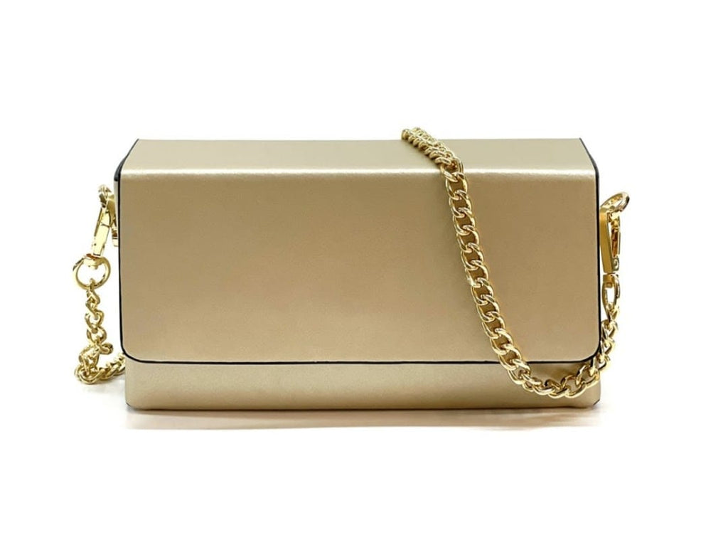 Italian Leather Mini Chain Clutch