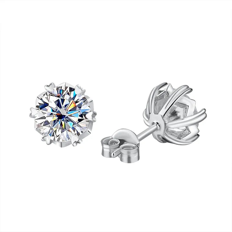 GRA Certified Moissanite Stud Earrings | 6.5mm | 925 Sterling Silver