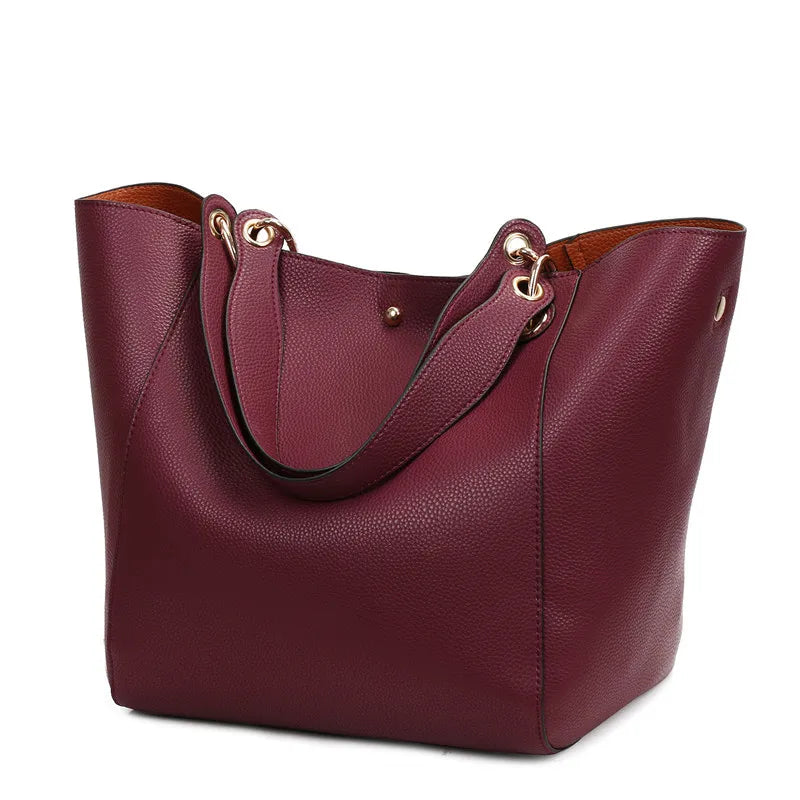 Pu Leather Classic Style Tote Bag