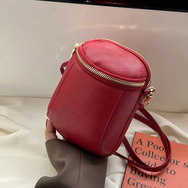 Shell-Shaped Genuine Leather Streetwear Crossbody Bag