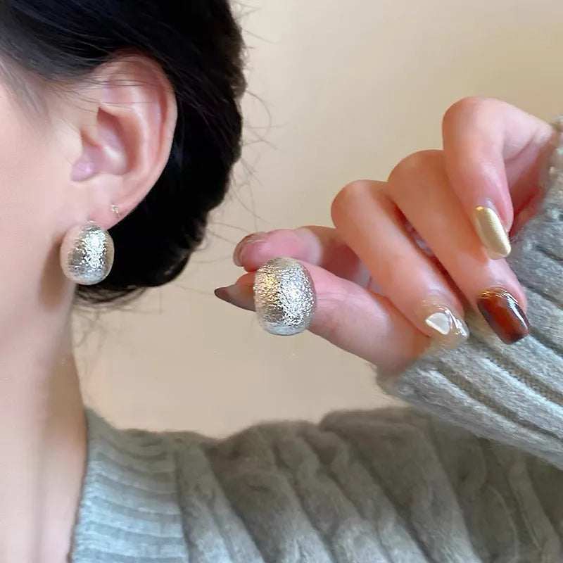 Textured Silver Statement Earrings