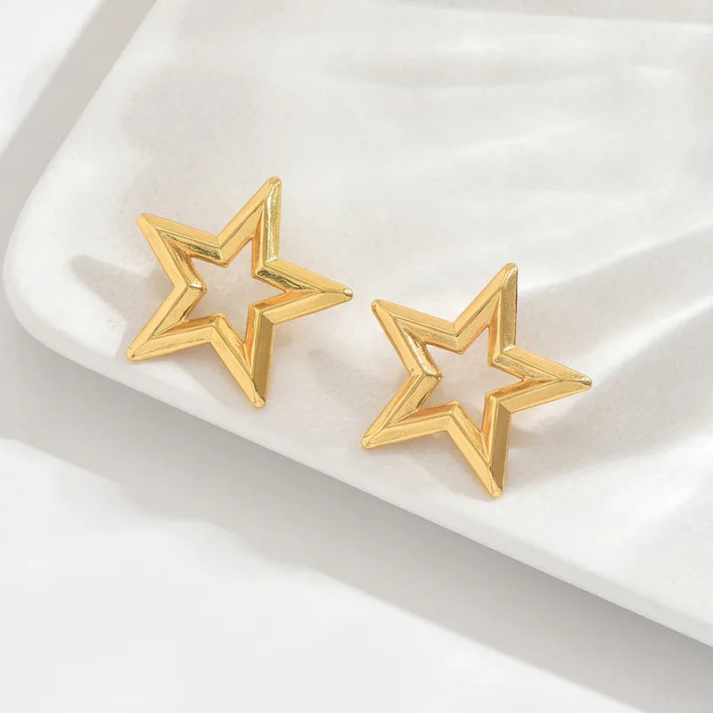 316 Stainless Steel Elegant Gold Star Earrings