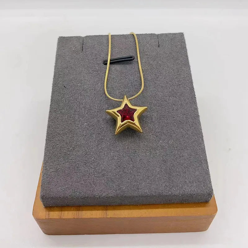 Enamel Star Charm 18K Gold PVD Snake Chain Necklace