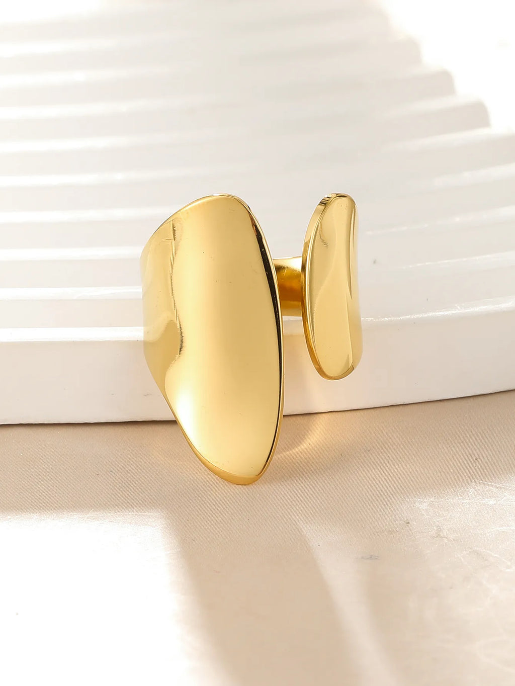 Adjustable Geometric Open Ring 14K Gold Plated