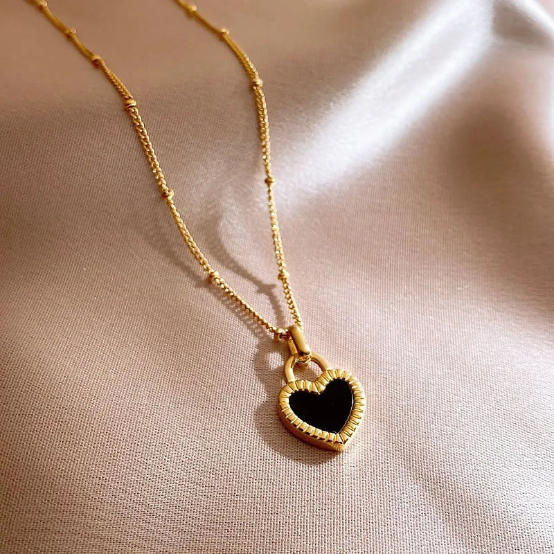 Reversible Heart Necklace  18K Gold Plated Stainless Steel