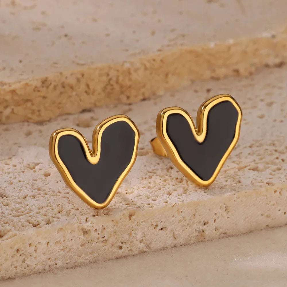 Sweet Zircon Heart Drop Earrings