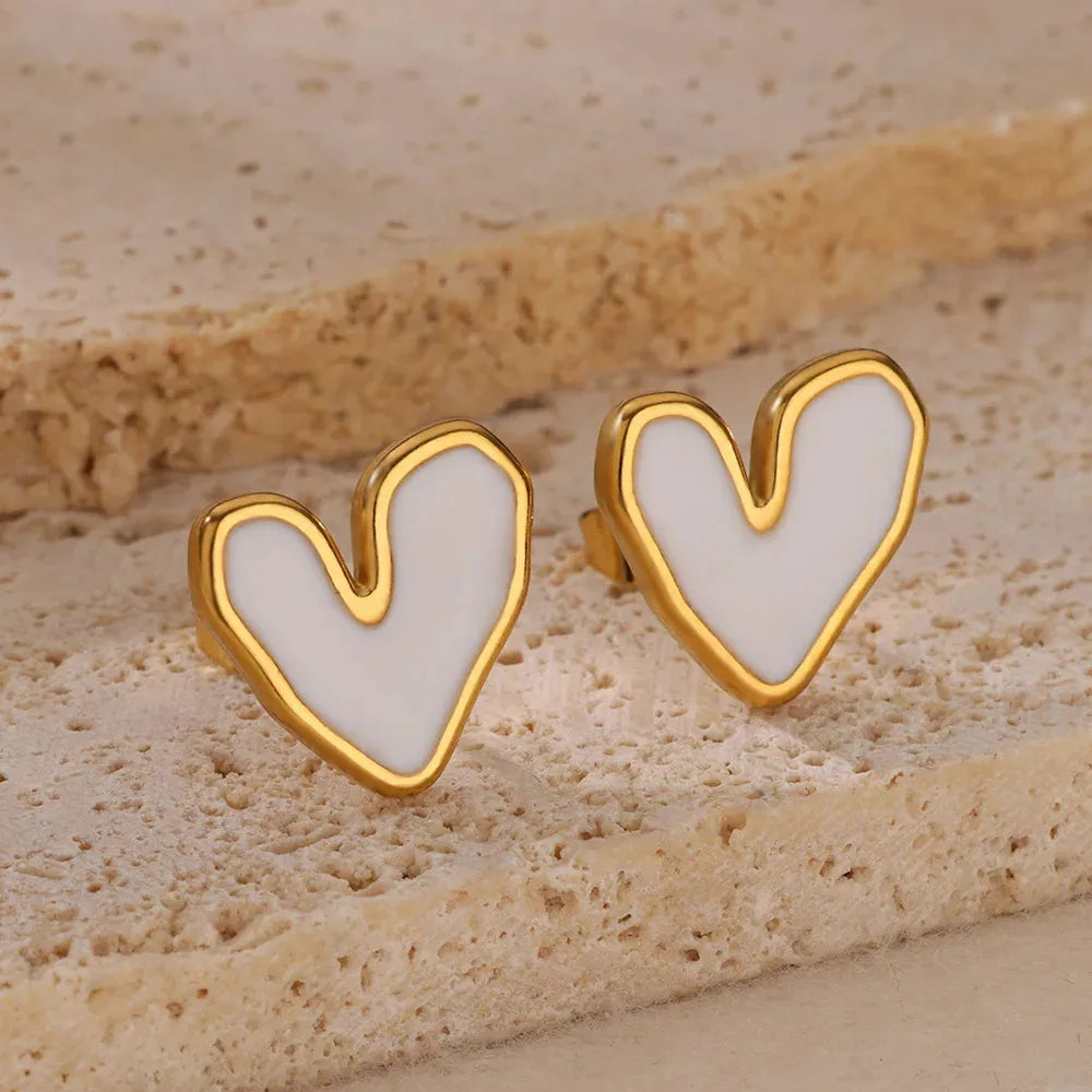 Sweet Zircon Heart Drop Earrings