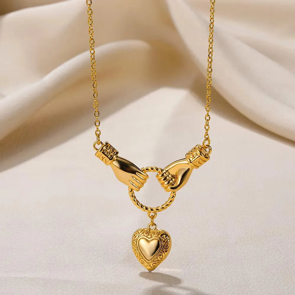 Heart Pendant Necklace 18K Real Gold PVD