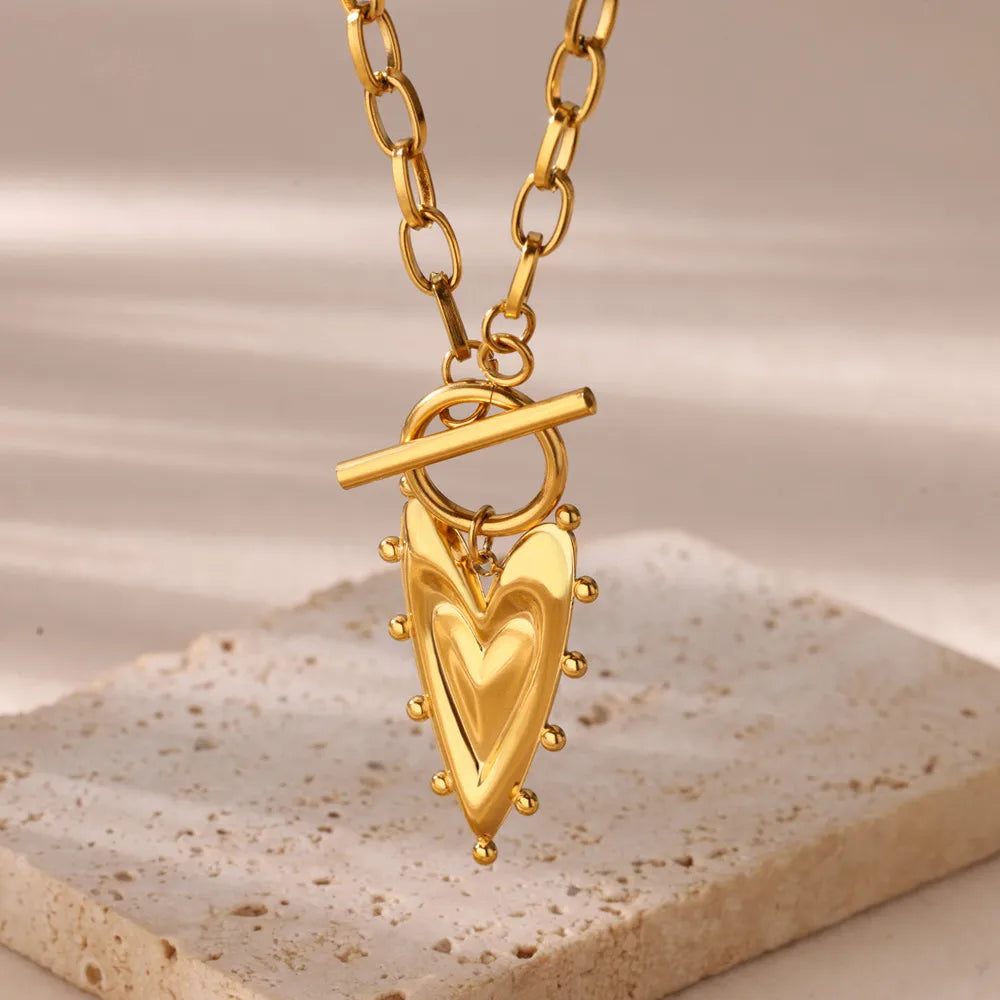 Heart Pendant Necklace 18K Real Gold PVD
