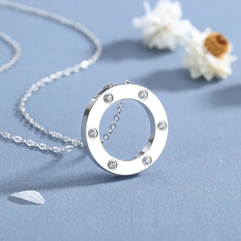 304 Stainless Steel Circle Pendant Necklace