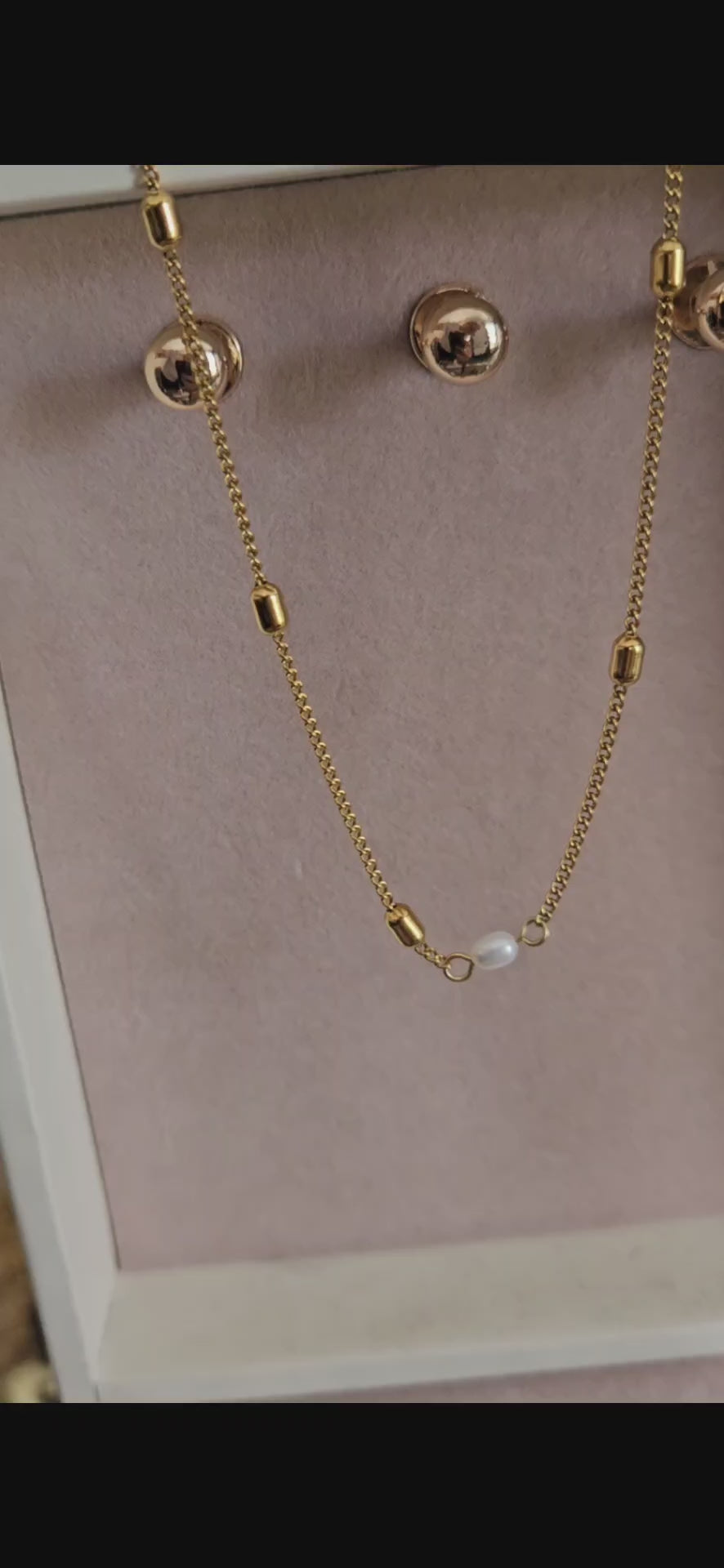 18K Gold Plated Pearl Beaded Chain Necklace| Waterproof Stainless Steel