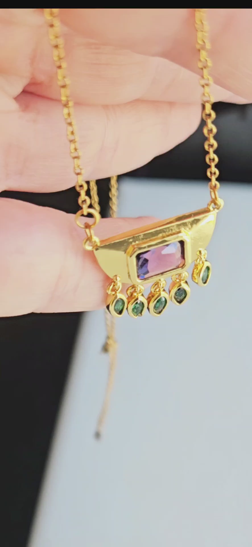Boho Stainless Steel Crystal Necklace