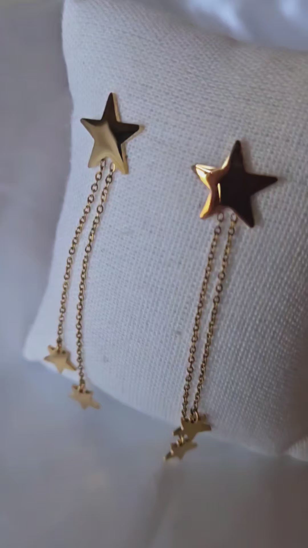 Gold Star Drop Earrings – 304 Stainless Steel, PVD Gold Plated