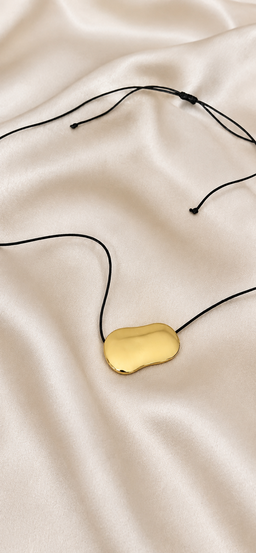 Minimalist Gold Pendant Adjustable Black Cord Necklace