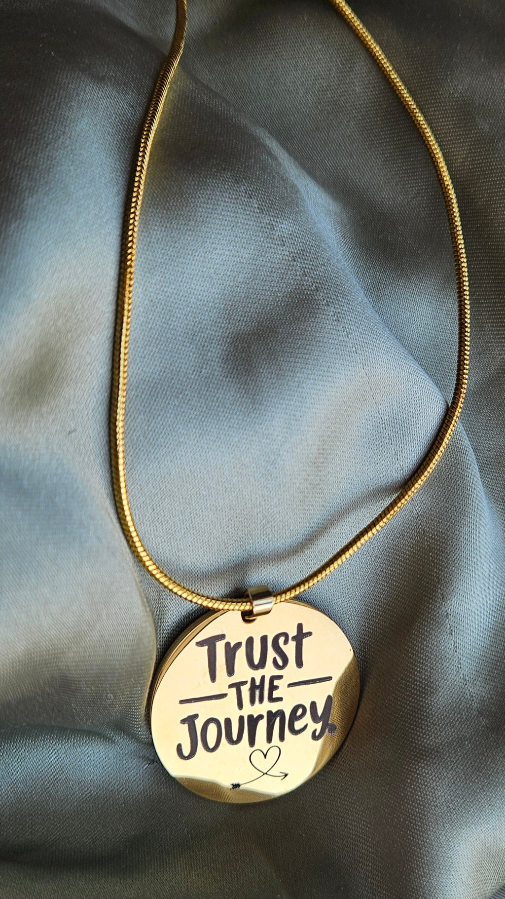 Reversible Engraved Pendant  Dual Design. Stainless Steel (Gold Tone) Ready to wear – chain included