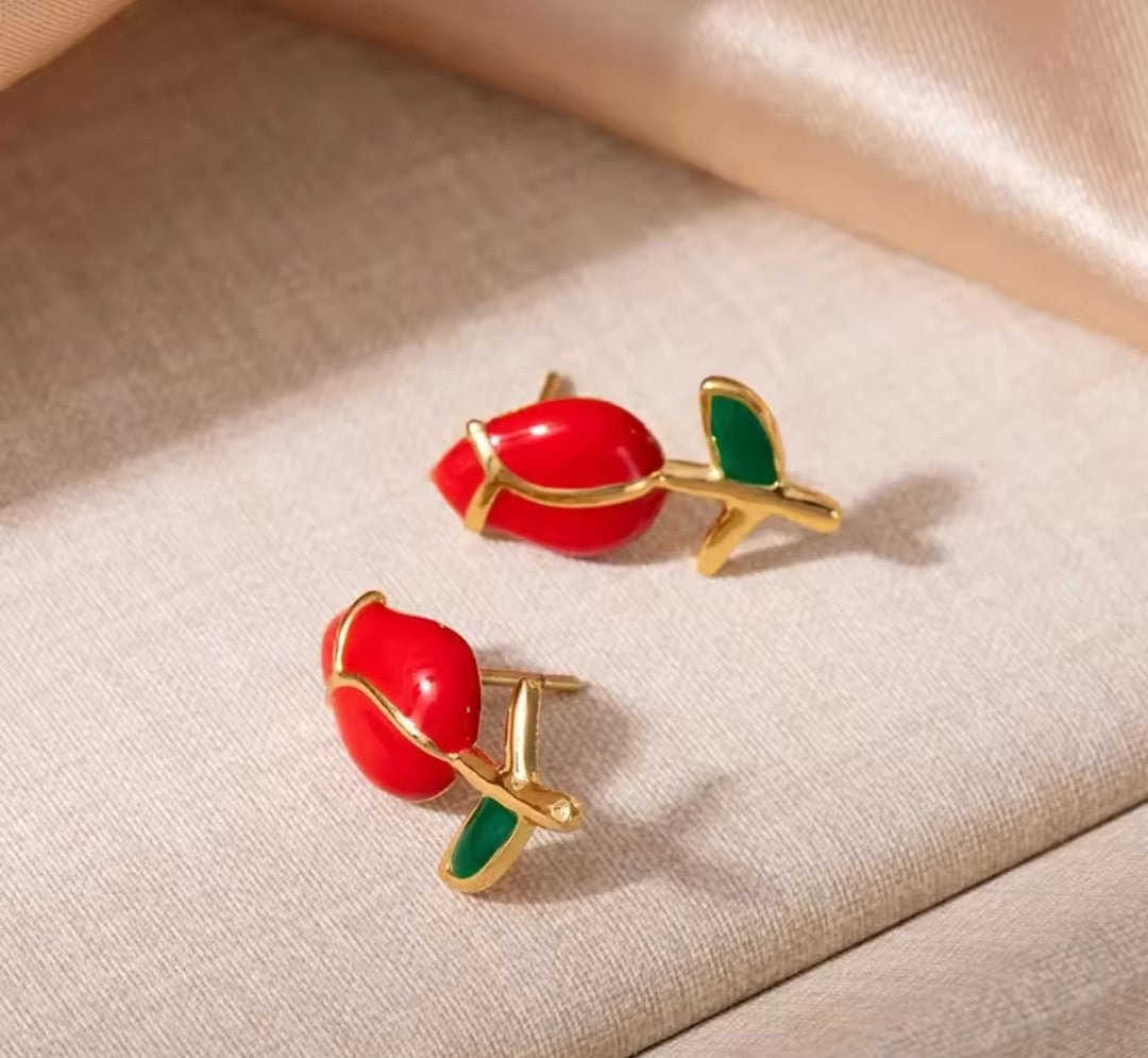 Rose Blossom Gold Stud Earrings