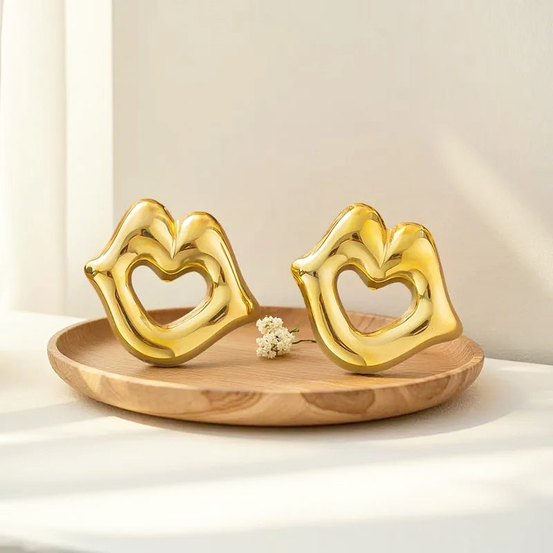 Lips 18K Gold Plated Stainless Steel Earrings