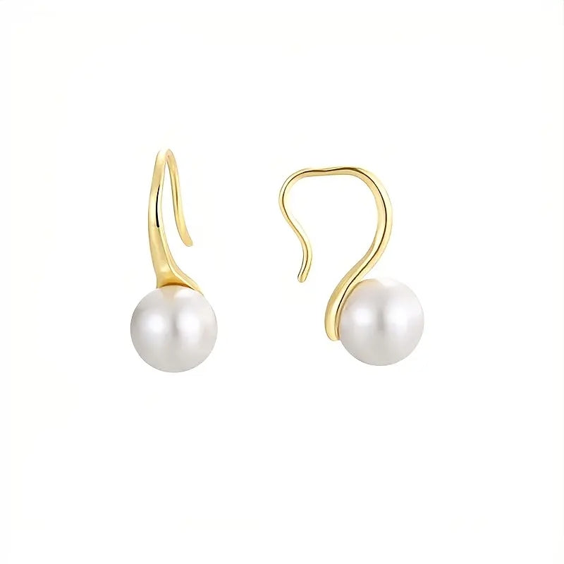 Gold-Plated Pearl Hook Earrings|925 Sterling Silver