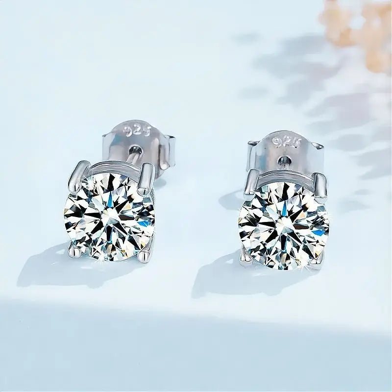 Moissanite & Zircon Stud Earrings | 925 Sterling Silver