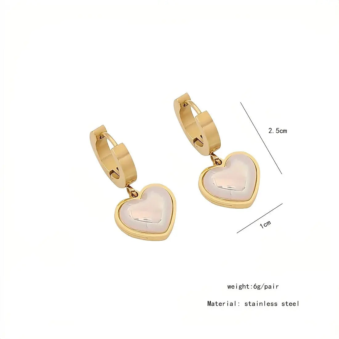 Luna Heart Gold Drop Earrings – 18K Gold PVD Stainless Steel