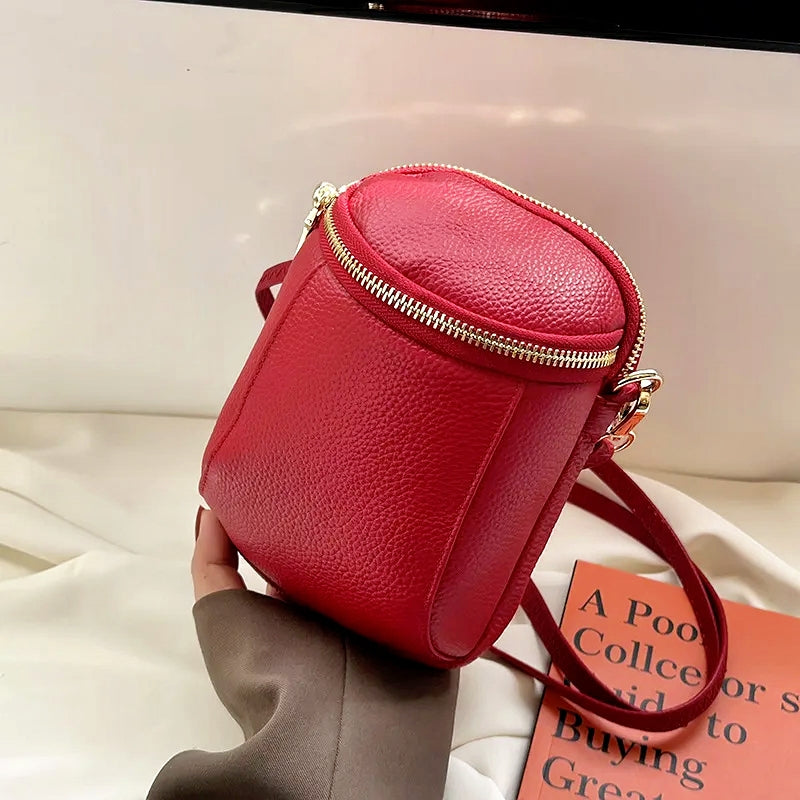 Shell-Shaped Genuine Leather Streetwear Crossbody Bag