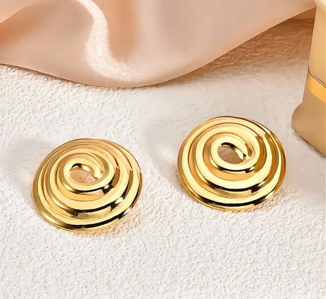 Gold Spiral Stud Earrings – Stainless Steel