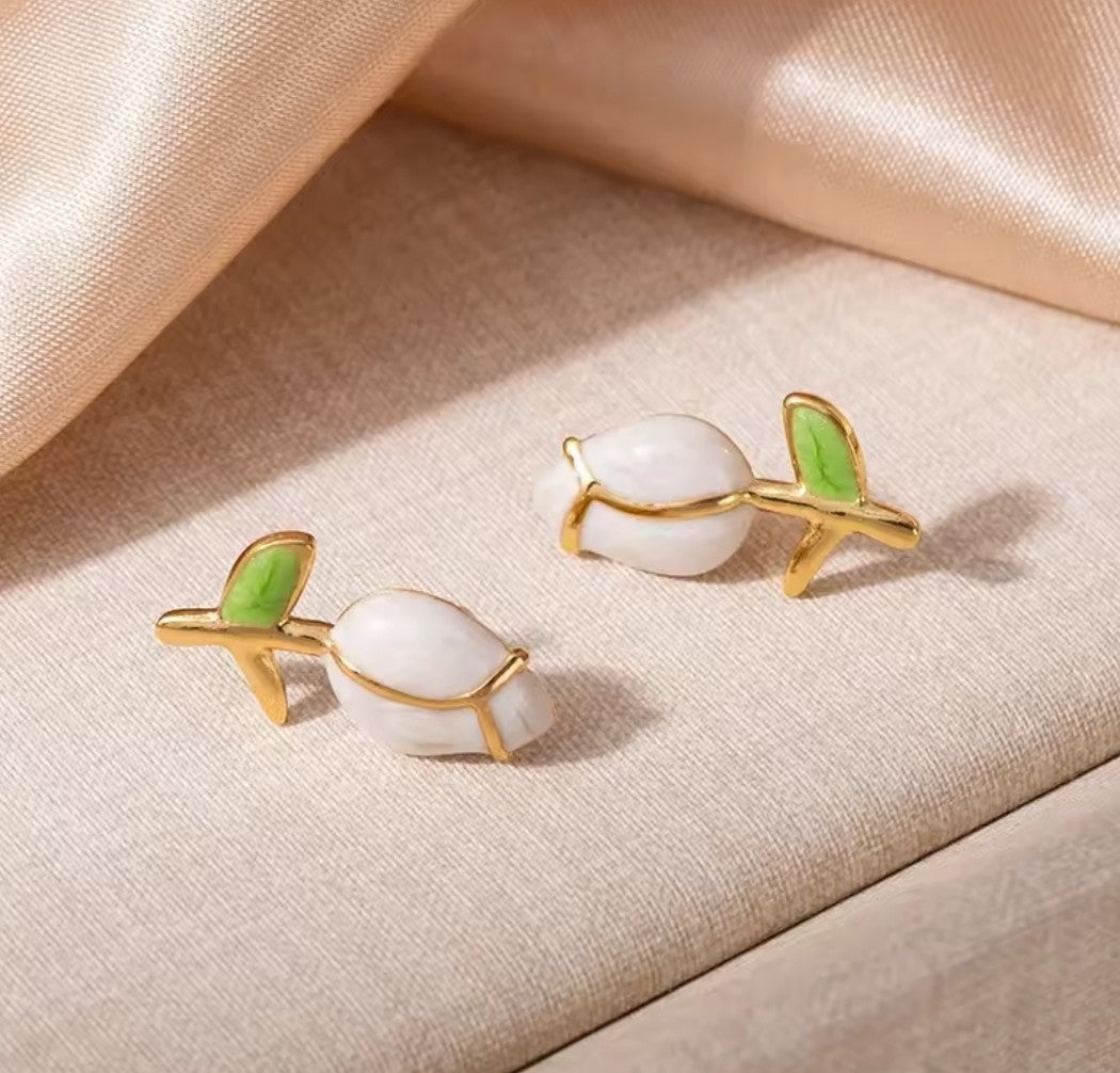 Rose Blossom Gold Stud Earrings