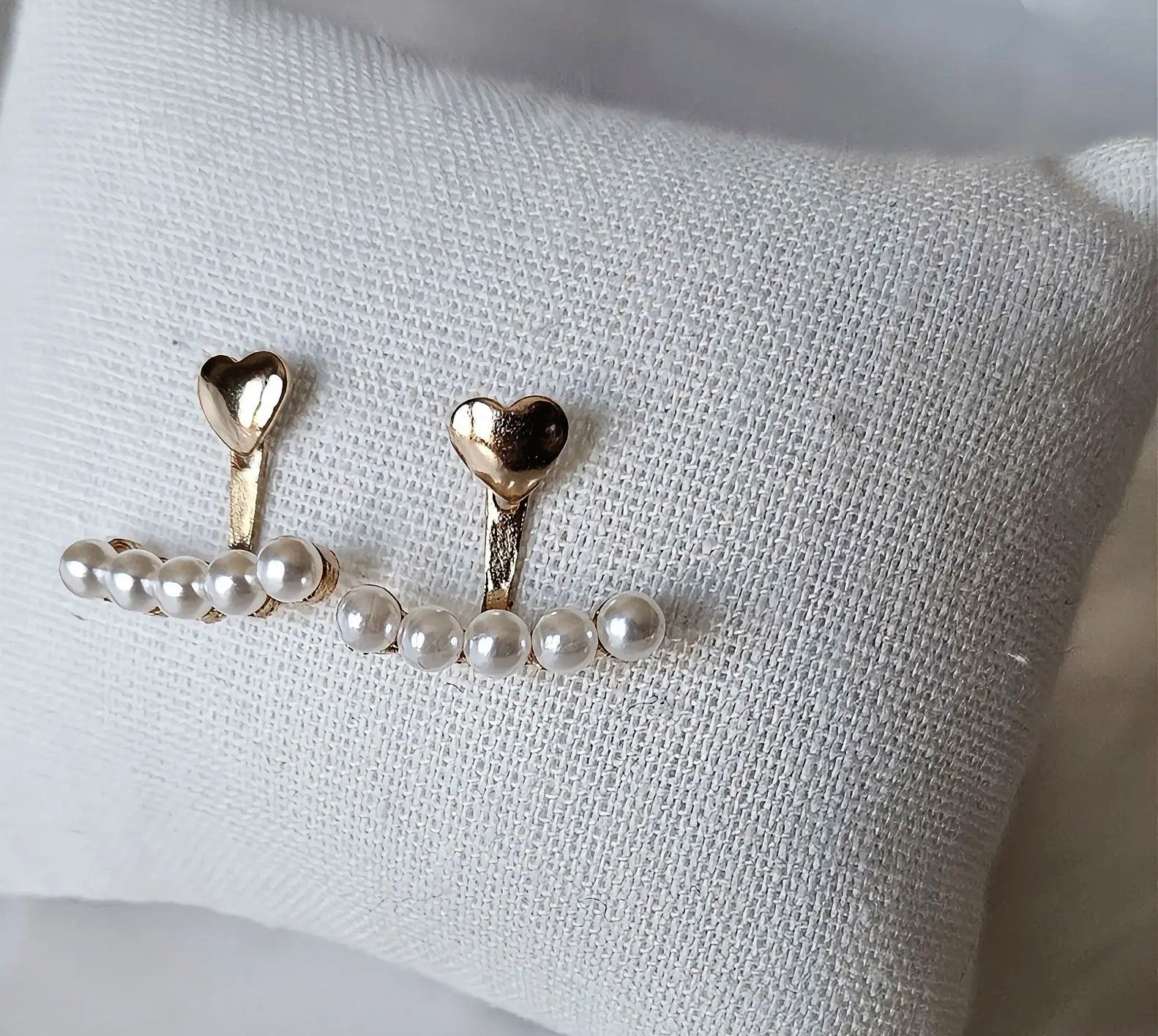 Gold Heart Pearl Stud Earrings – 304 Stainless Steel