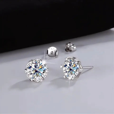 GRA Certified Moissanite Stud Earrings | 6.5mm | 925 Sterling Silver