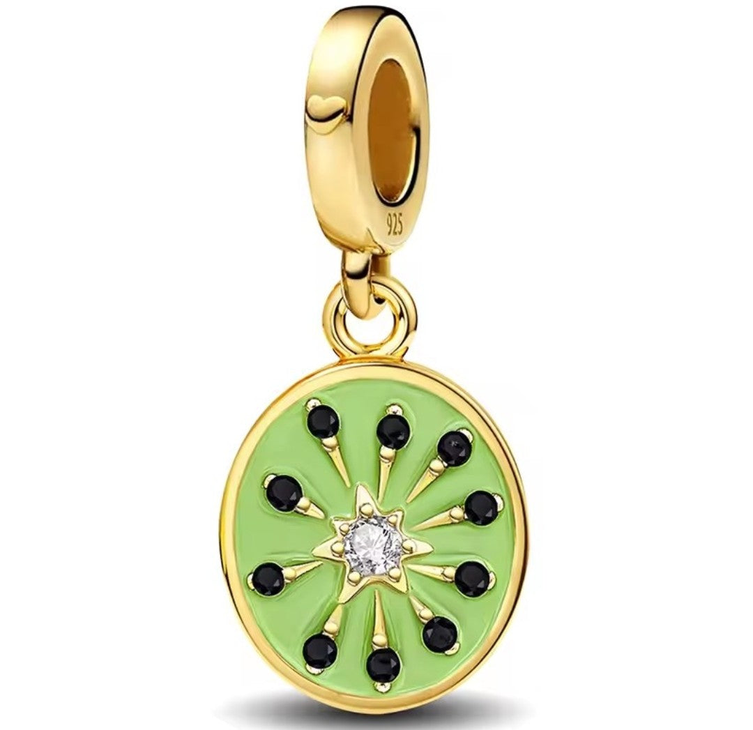 Kiwi Slice Charm – 925 Sterling Silver