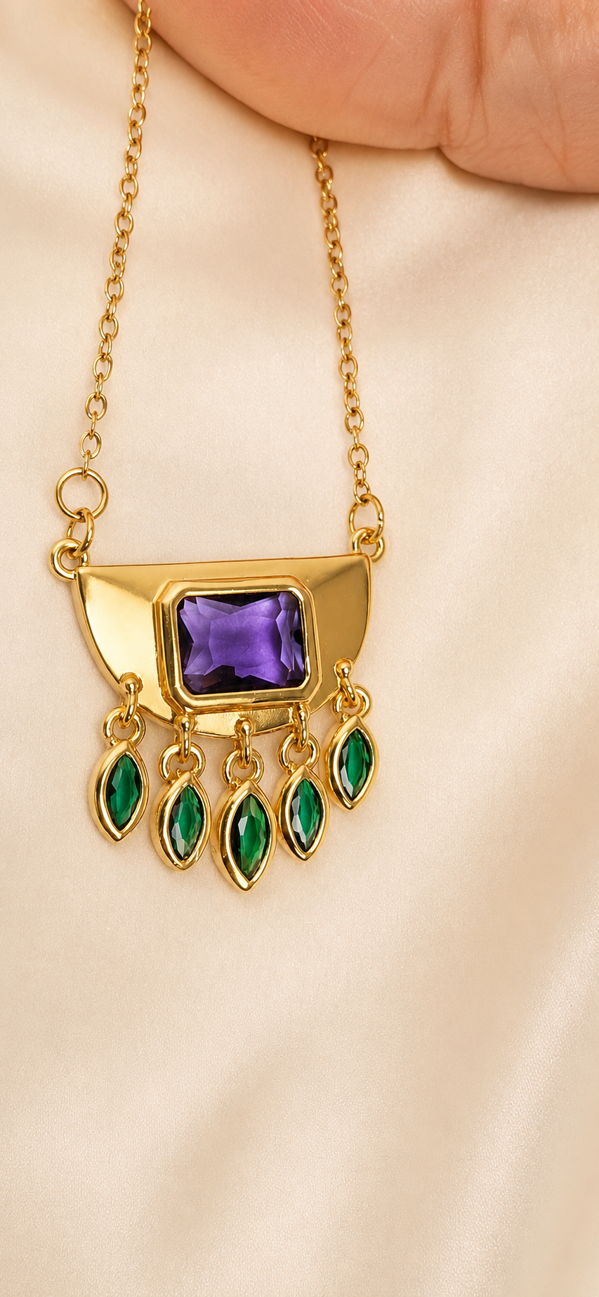 Boho Stainless Steel Crystal Necklace