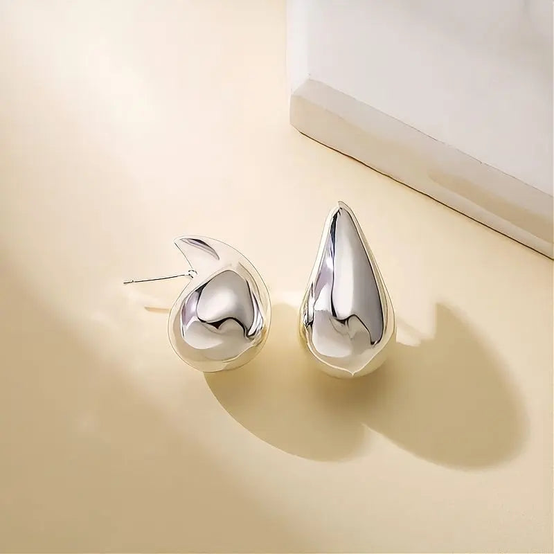 Silver Water Drop Stud Earrings