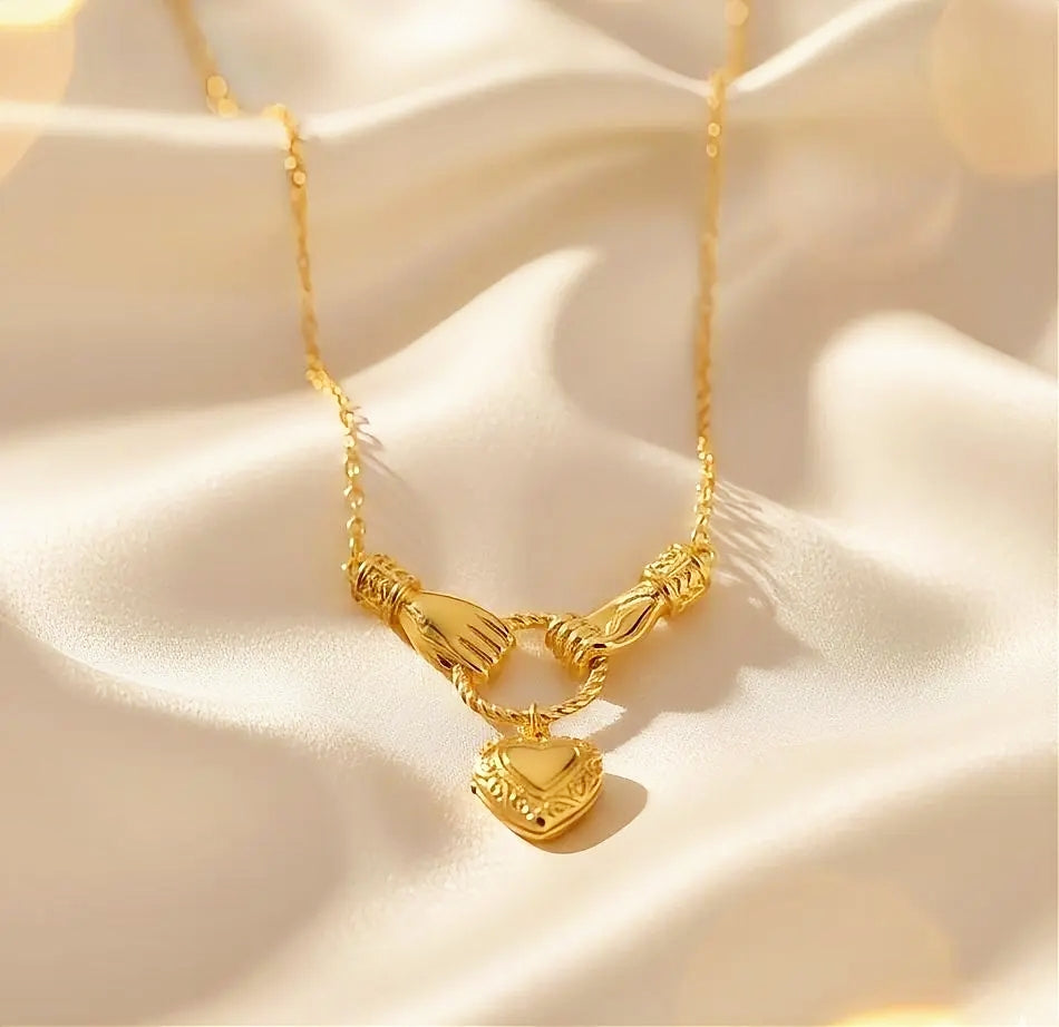 Heart Pendant Necklace 18K Real Gold PVD