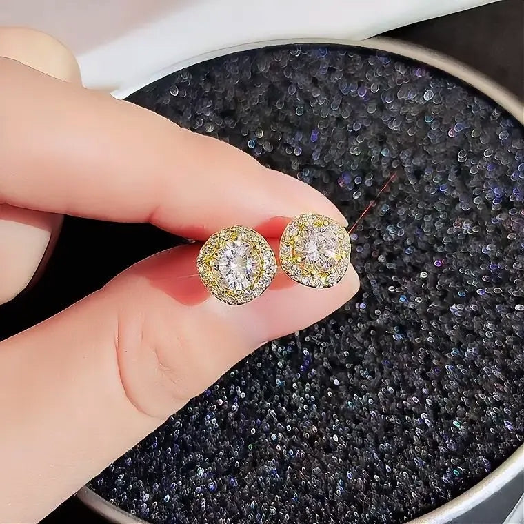 Classic Zircon Stud Earrings | 925 Sterling Silver