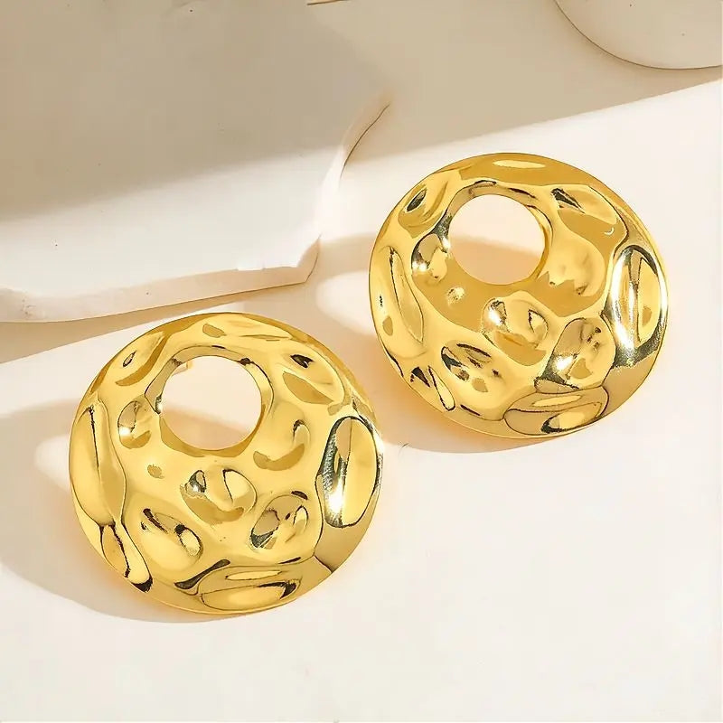 Hollow Circle Gold Earrings | 304 Stainless Steel · 18K Gold Plated
