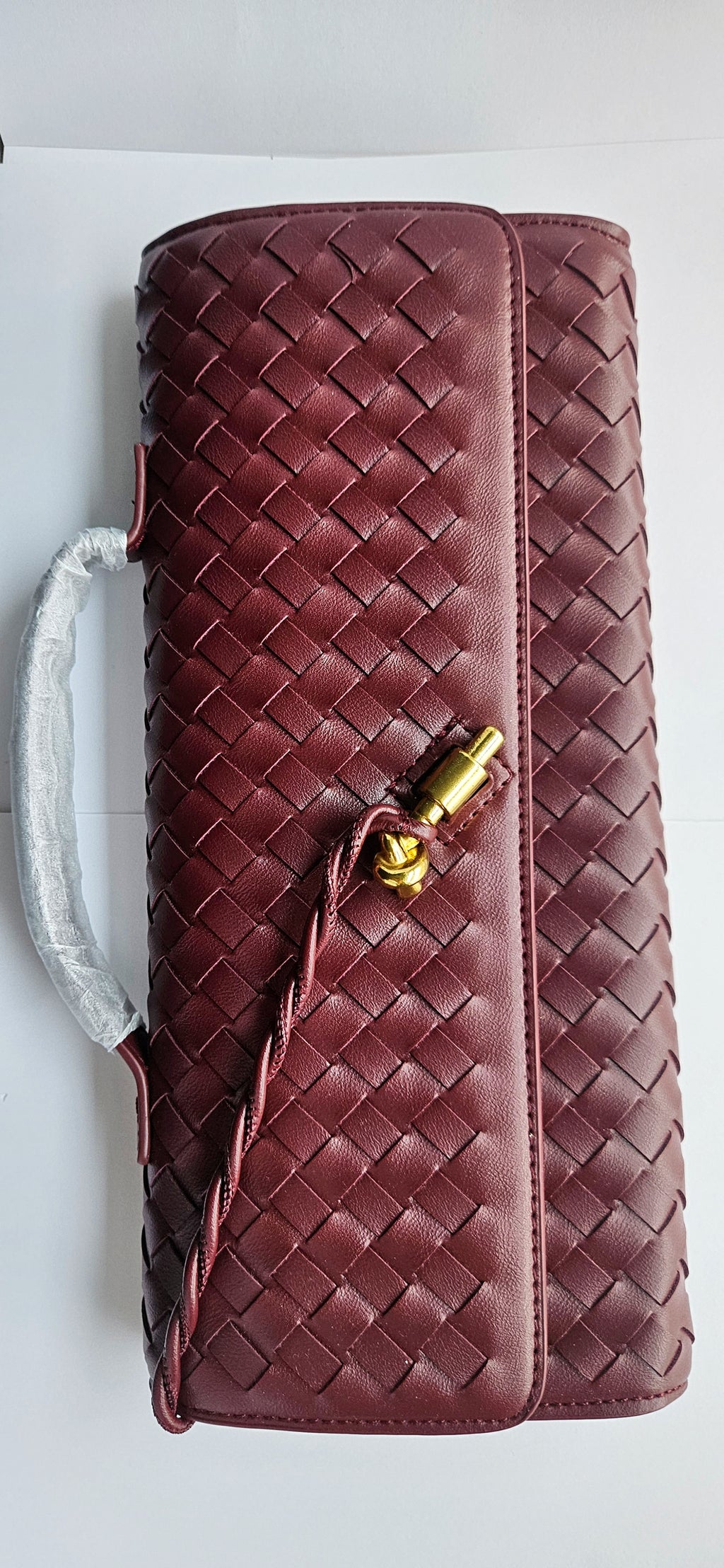 Burgundy Structured PU Leather Clutch