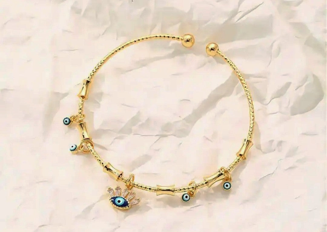 18K Gold-Plated Evil Eye Bangle Bracelet
