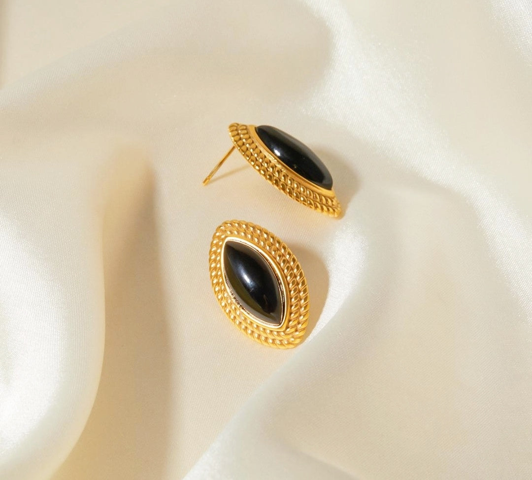 Plated Agate Stud Earrings