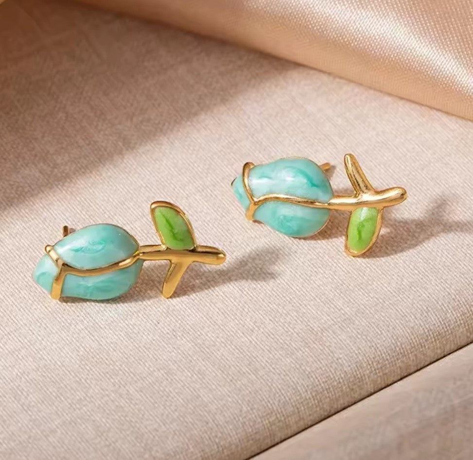 Rose Blossom Gold Stud Earrings