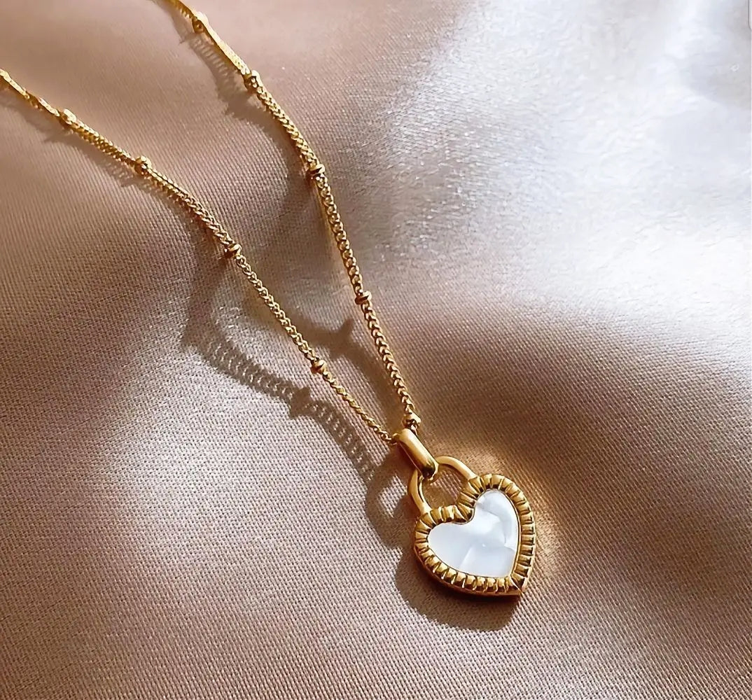 Reversible Heart Necklace  18K Gold Plated Stainless Steel