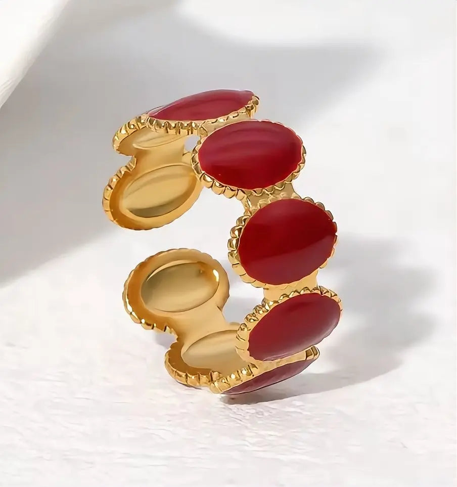 Retro Oval Stone Statement Ring